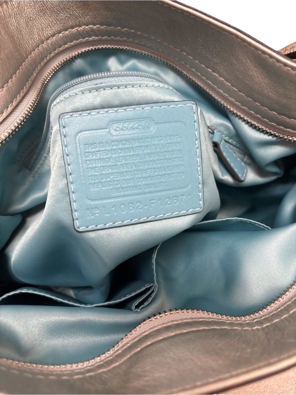 Y2K Coach Metallic Silver Leather Zoe Hobo Bag - Picture 3 of 13